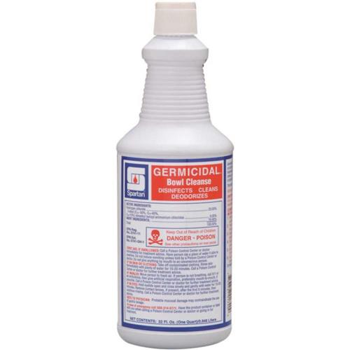 TOILET BOWL CLEANER, RESTROOM DISINFECTANT, SPARTAN, 1 QT, 12/CT